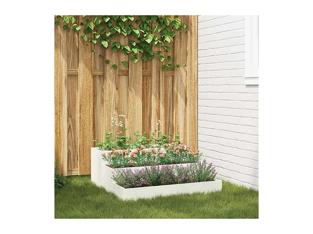 Maceta para Jardín | Jardinera | Macetero Blanco 90 x 90 x 35 cm Acero