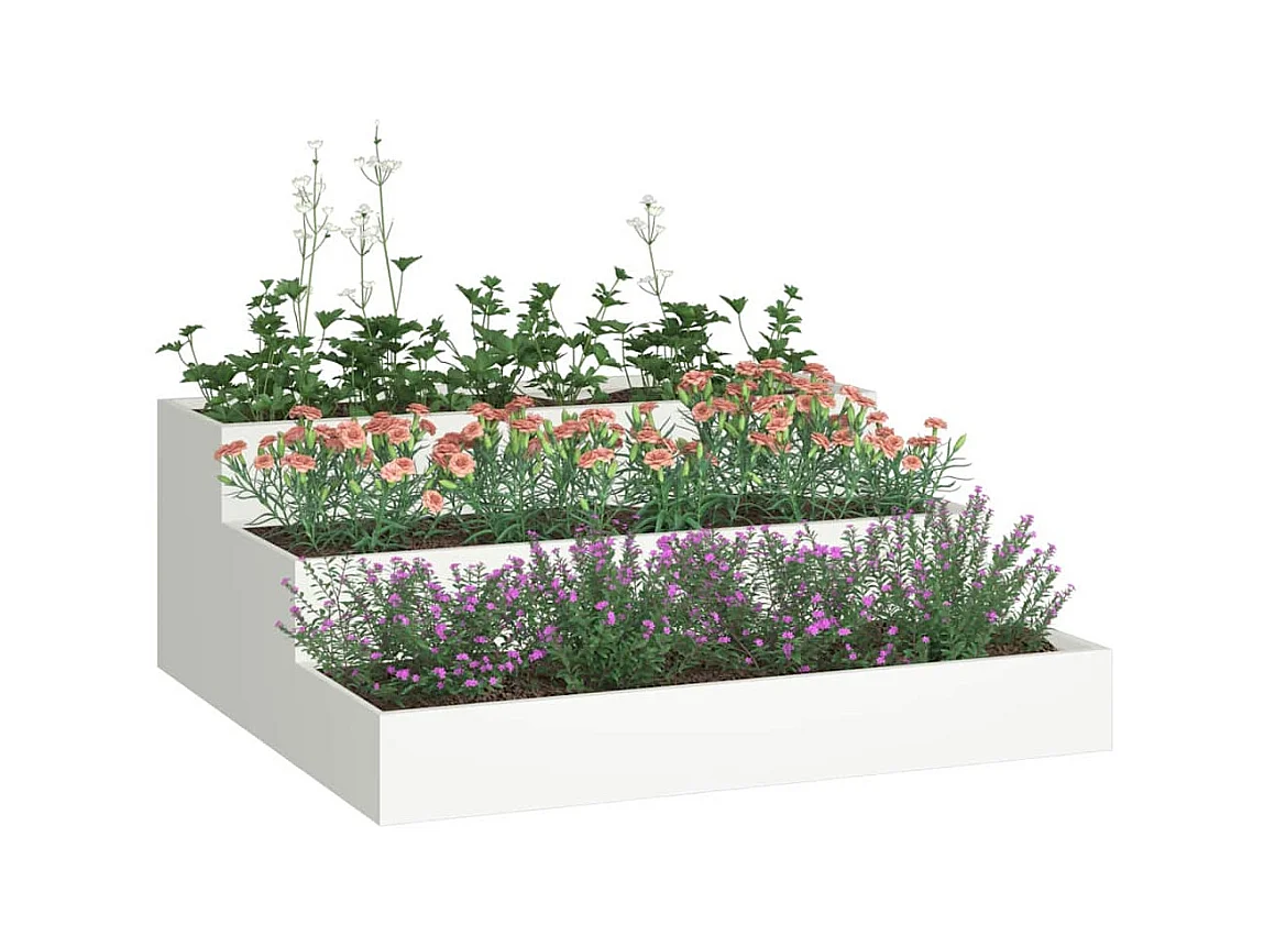 Maceta para Jardín | Jardinera | Macetero Blanco 90 x 90 x 35 cm Acero