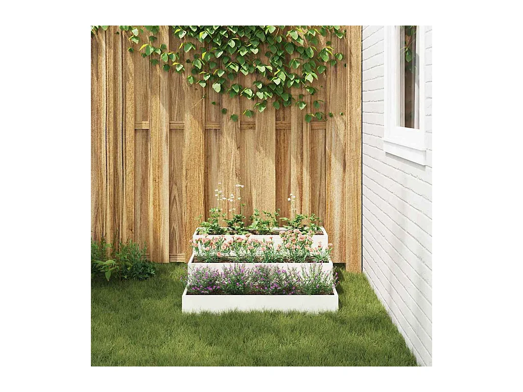 Maceta para Jardín | Jardinera | Macetero Blanco 90 x 90 x 35 cm Acero
