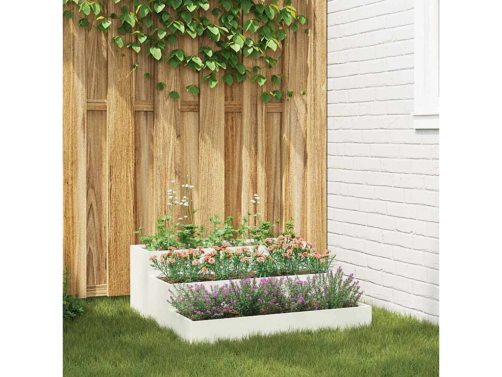 Maceta para Jardín | Jardinera | Macetero Blanco 90 x 90 x 35 cm Acero