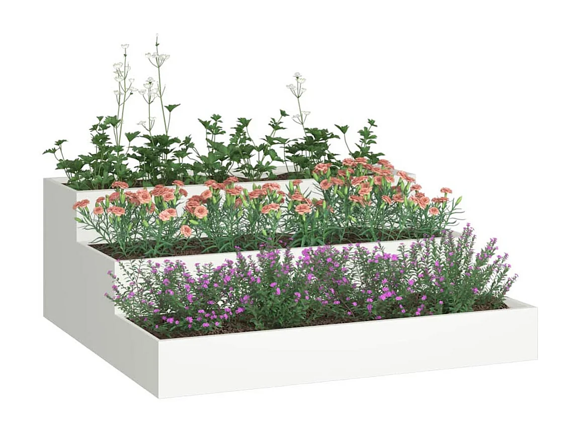 Maceta para Jardín | Jardinera | Macetero Blanco 90 x 90 x 35 cm Acero