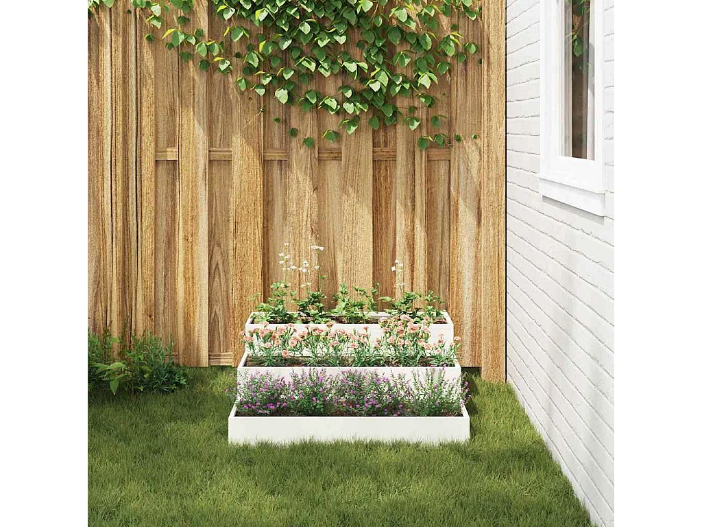 Maceta para Jardín | Jardinera | Macetero Blanco 90 x 90 x 35 cm Acero