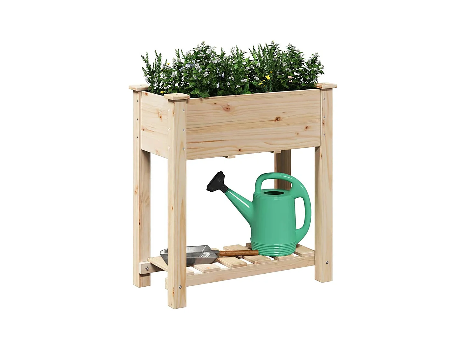 Maceta para Jardín | Jardinera | Macetero con estante Beige 71 x 37 x 76.5 cm