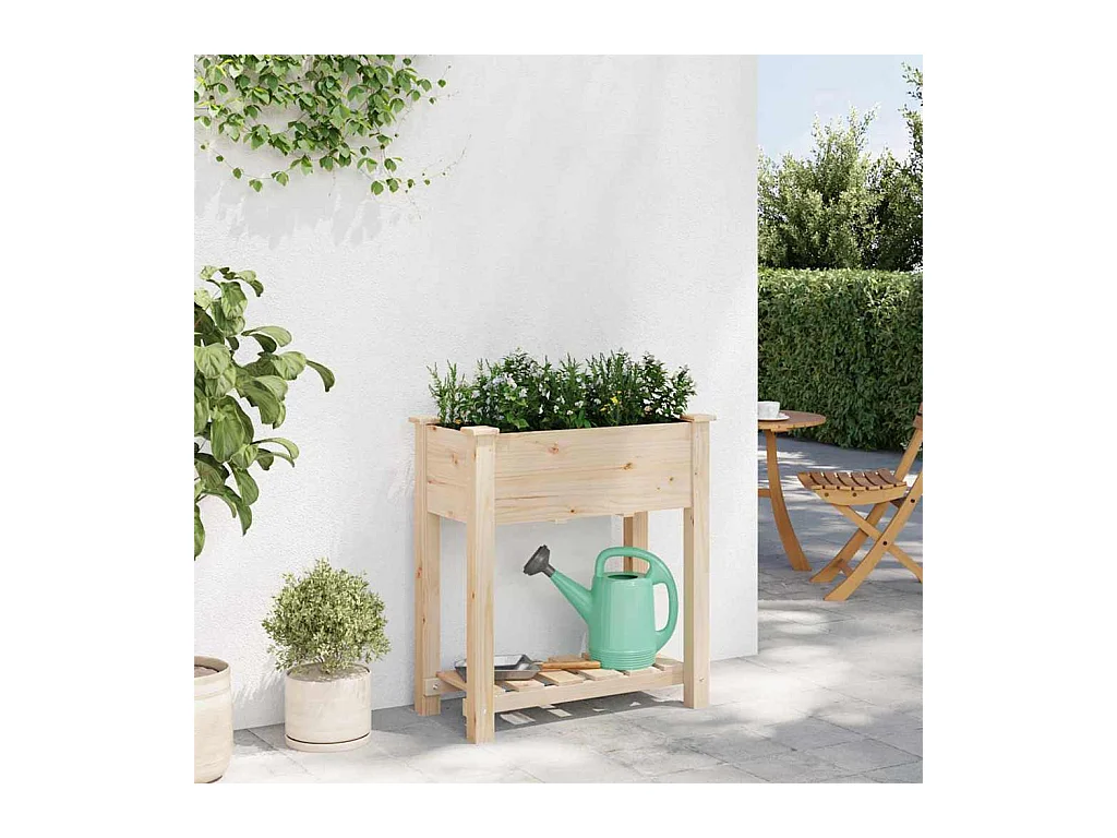 Maceta para Jardín | Jardinera | Macetero con estante Beige 71 x 37 x 76.5 cm