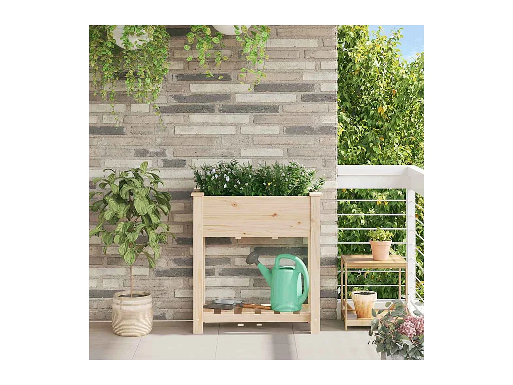 Cache-pot de jardin | Jardinière avec étagère Beige 71 x 37 x 76.5 cm