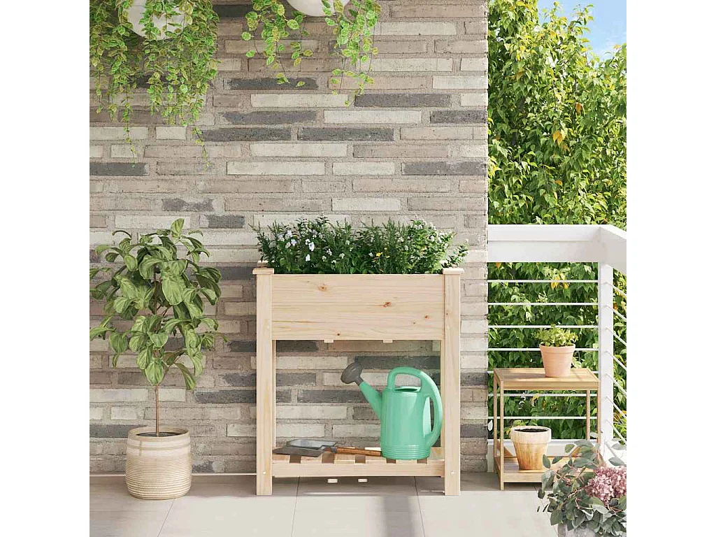 Maceta para Jardín | Jardinera | Macetero con estante Beige 71 x 37 x 76.5 cm