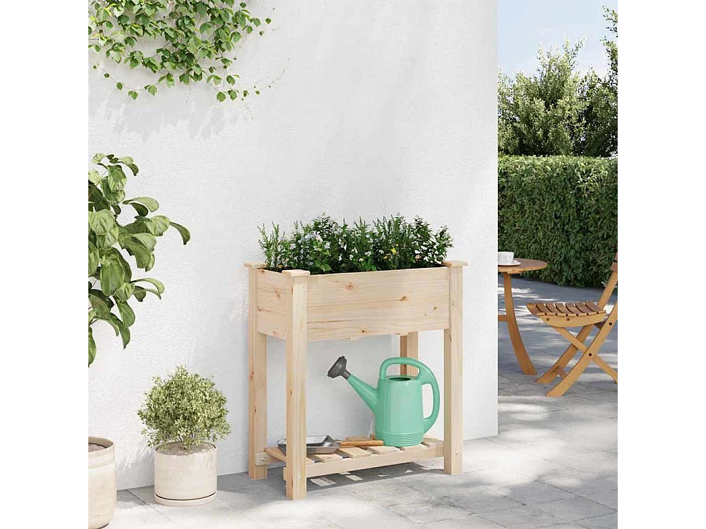 Maceta para Jardín | Jardinera | Macetero con estante Beige 71 x 37 x 76.5 cm