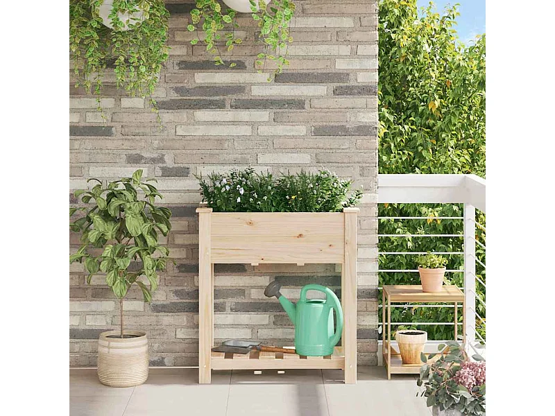 Cache-pot de jardin | Jardinière avec étagère Beige 71 x 37 x 76.5 cm