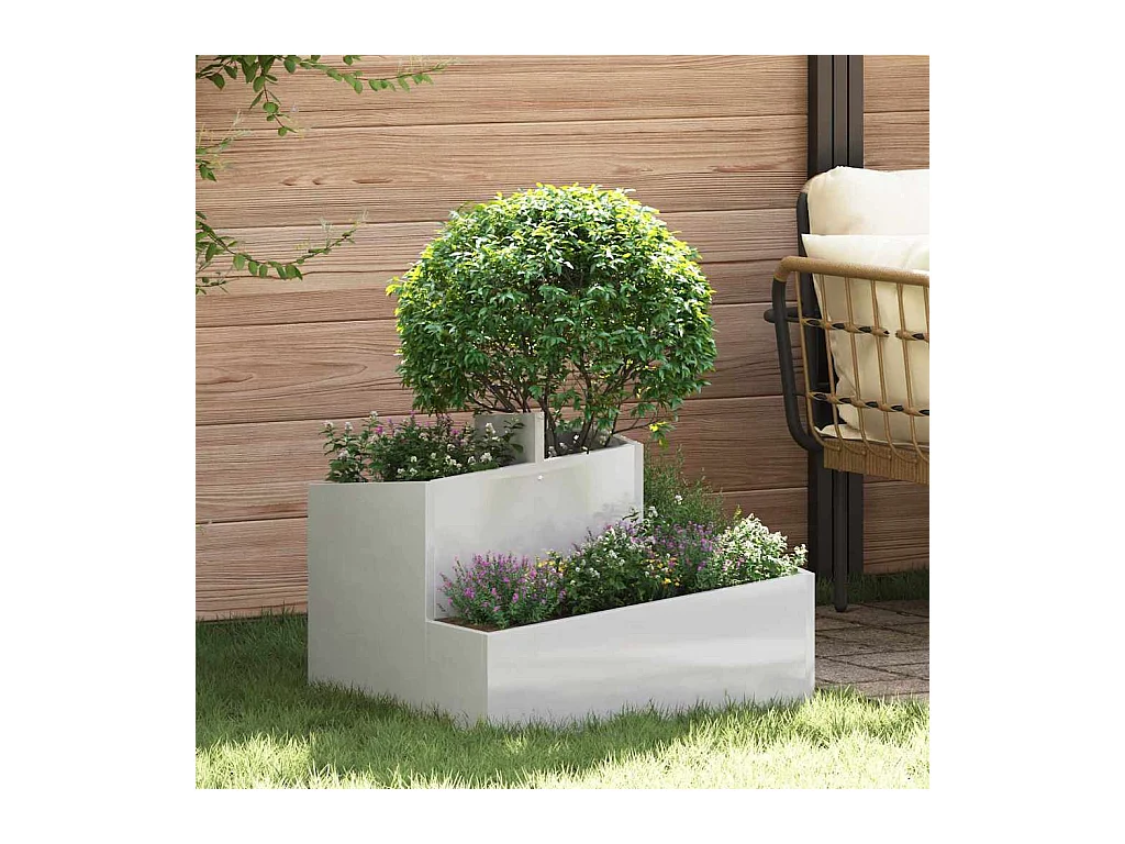 Maceta para Jardín | Jardinera | Macetero Plateado 60 x 60 x 50 cm Acero inoxidable