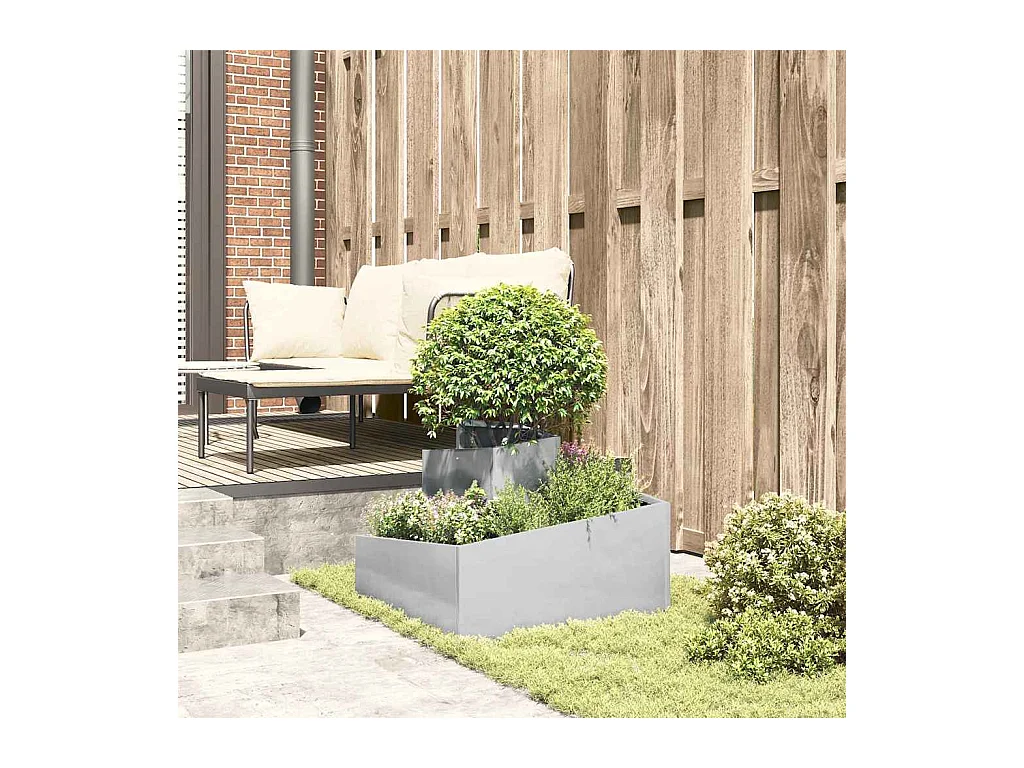 Maceta para Jardín | Jardinera | Macetero Plateado 60 x 60 x 50 cm Acero inoxidable