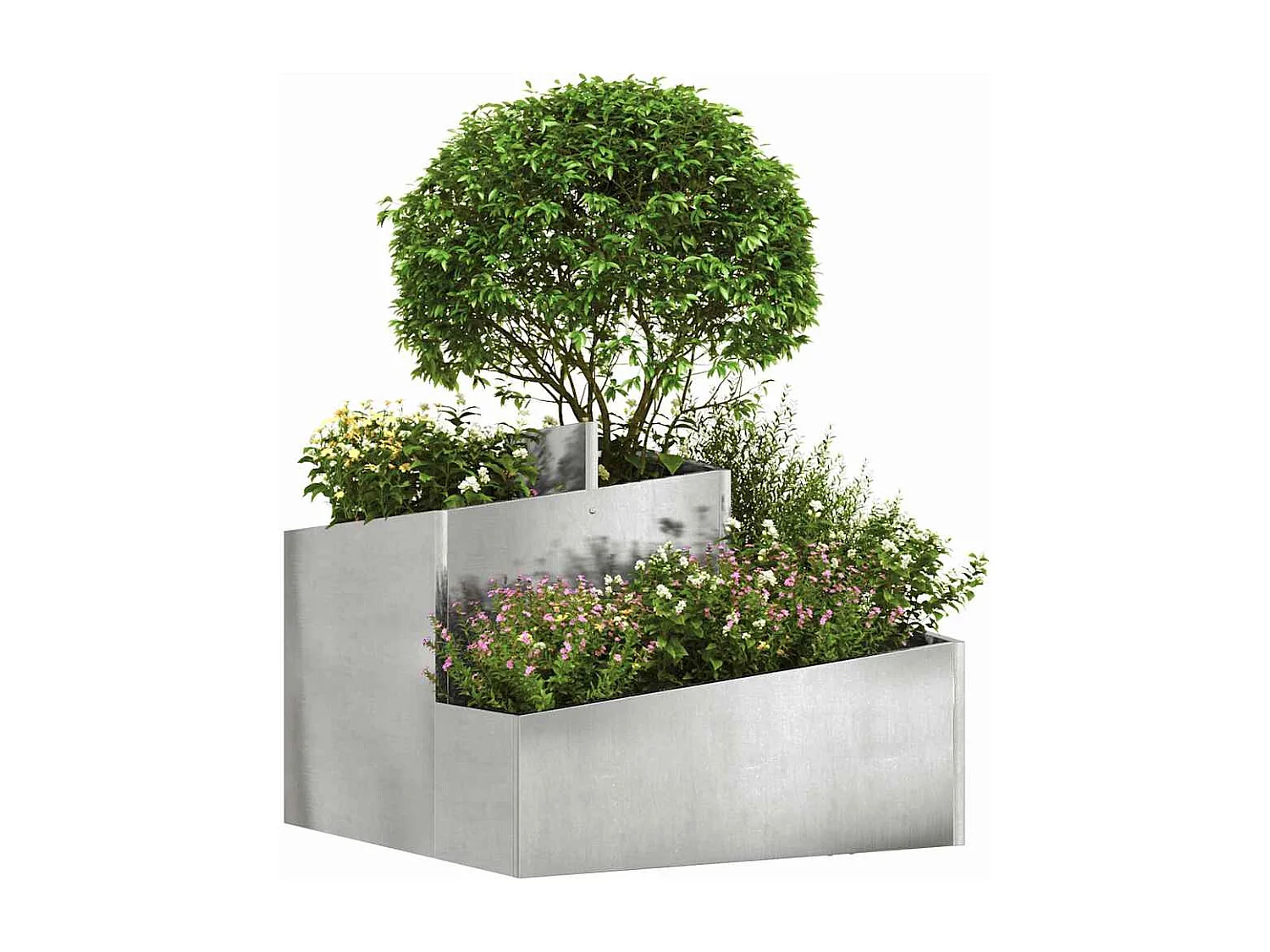 Maceta para Jardín | Jardinera | Macetero Plateado 60 x 60 x 50 cm Acero inoxidable