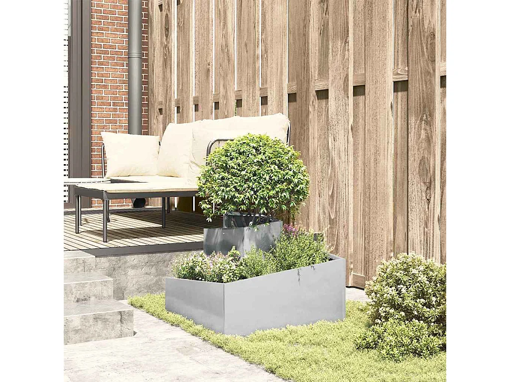 Maceta para Jardín | Jardinera | Macetero Plateado 60 x 60 x 50 cm Acero inoxidable