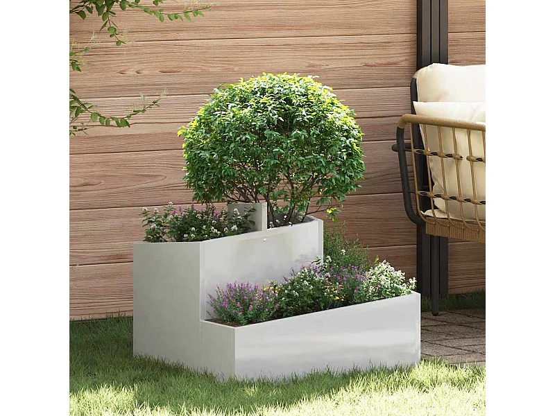 Maceta para Jardín | Jardinera | Macetero Plateado 60 x 60 x 50 cm Acero inoxidable