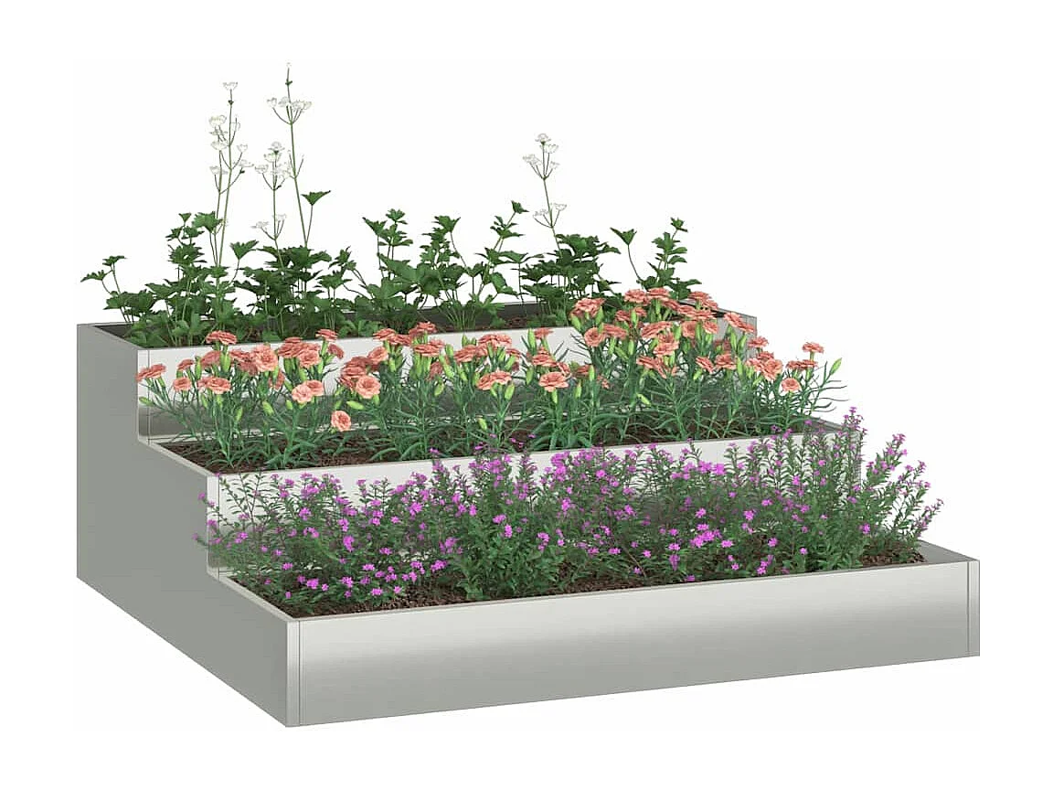 Maceta para Jardín | Jardinera | Macetero Plateado 90 x 90 x 35 cm Acero galvanizado