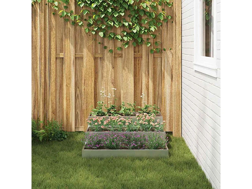 Maceta para Jardín | Jardinera | Macetero Plateado 90 x 90 x 35 cm Acero galvanizado
