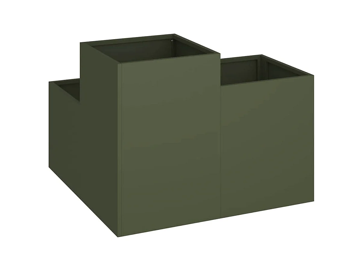 Maceta para Jardín | Jardinera | Macetero Verde oliva 100 x 100 x 60 cm Acero