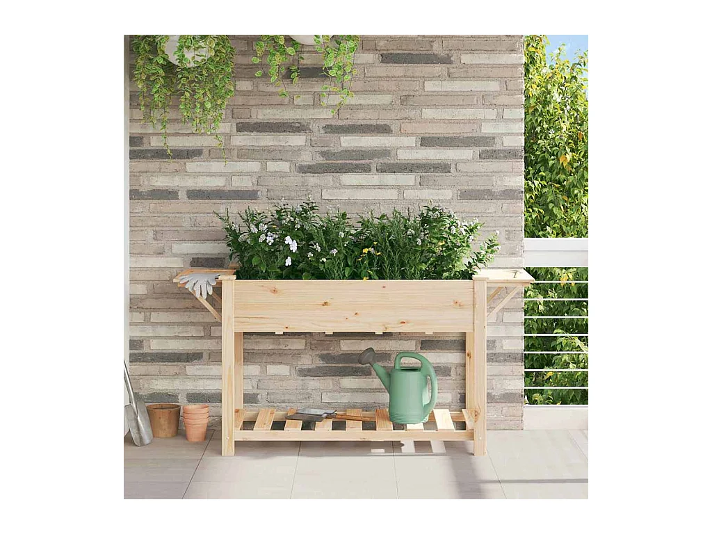 Maceta para Jardín | Jardinera | Macetero con estante Beige 155 x 59 x 76.5 cm