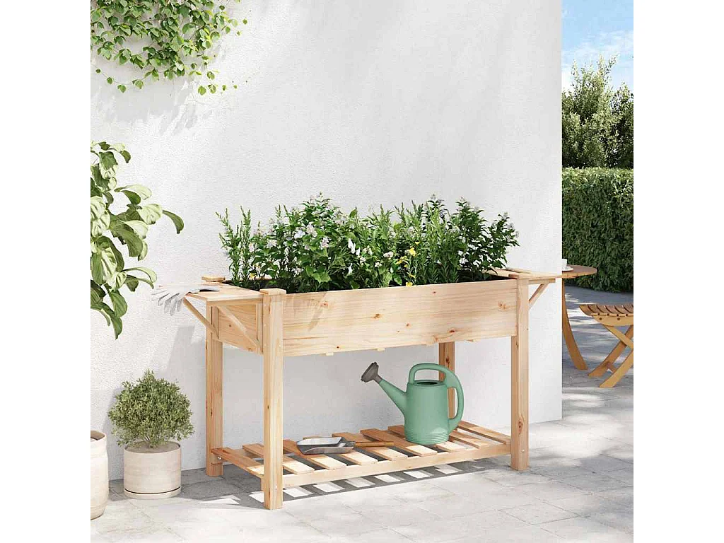 Maceta para Jardín | Jardinera | Macetero con estante Beige 155 x 59 x 76.5 cm
