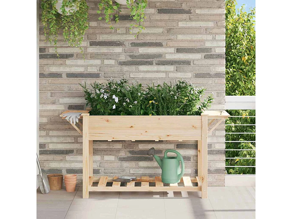Cache-pot de jardin | Jardinière avec étagère Beige 155 x 59 x 76.5 cm