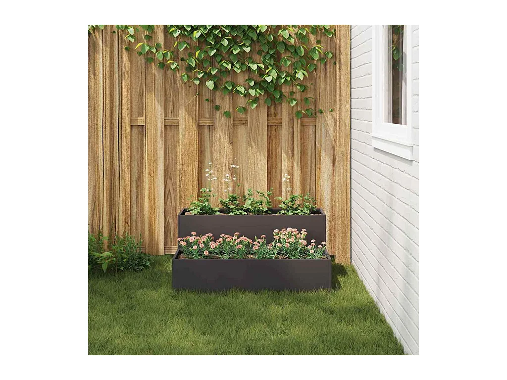 Cache-pot de jardin | Jardinière Noir 100 x 60 x 45 cm Acier
