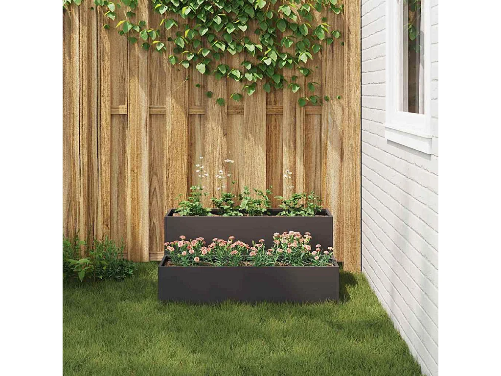 Maceta para Jardín | Jardinera | Macetero Negro 100 x 60 x 45 cm Acero
