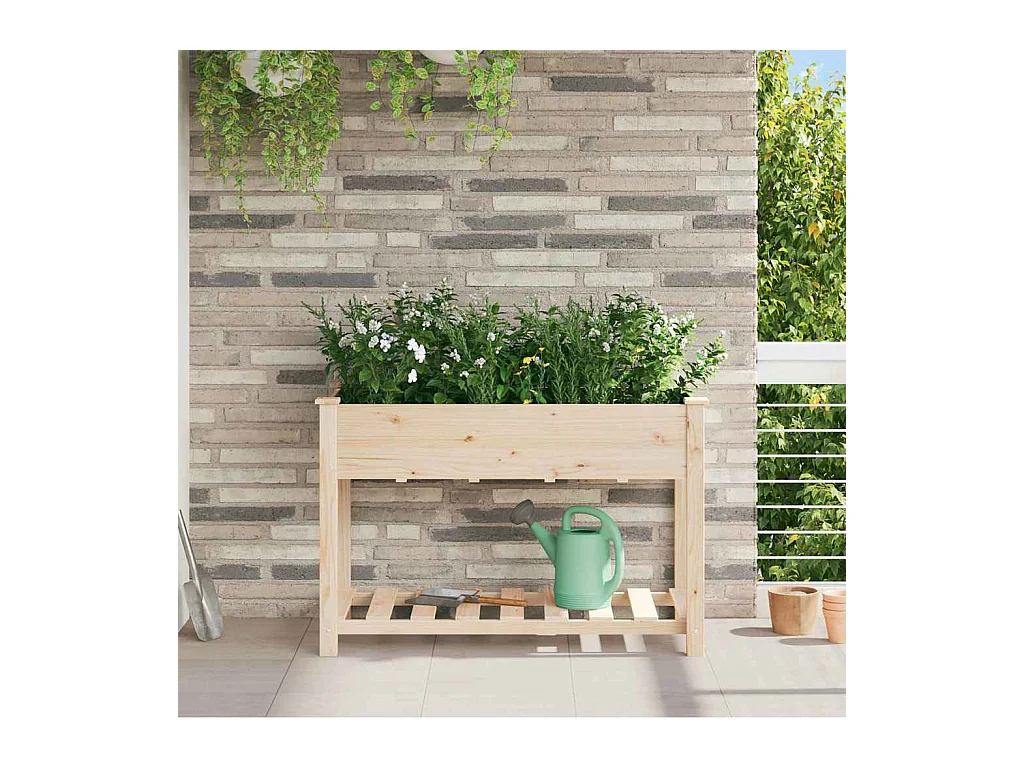 Maceta para Jardín | Jardinera | Macetero con estante Beige 115 x 59 x 76.5 cm