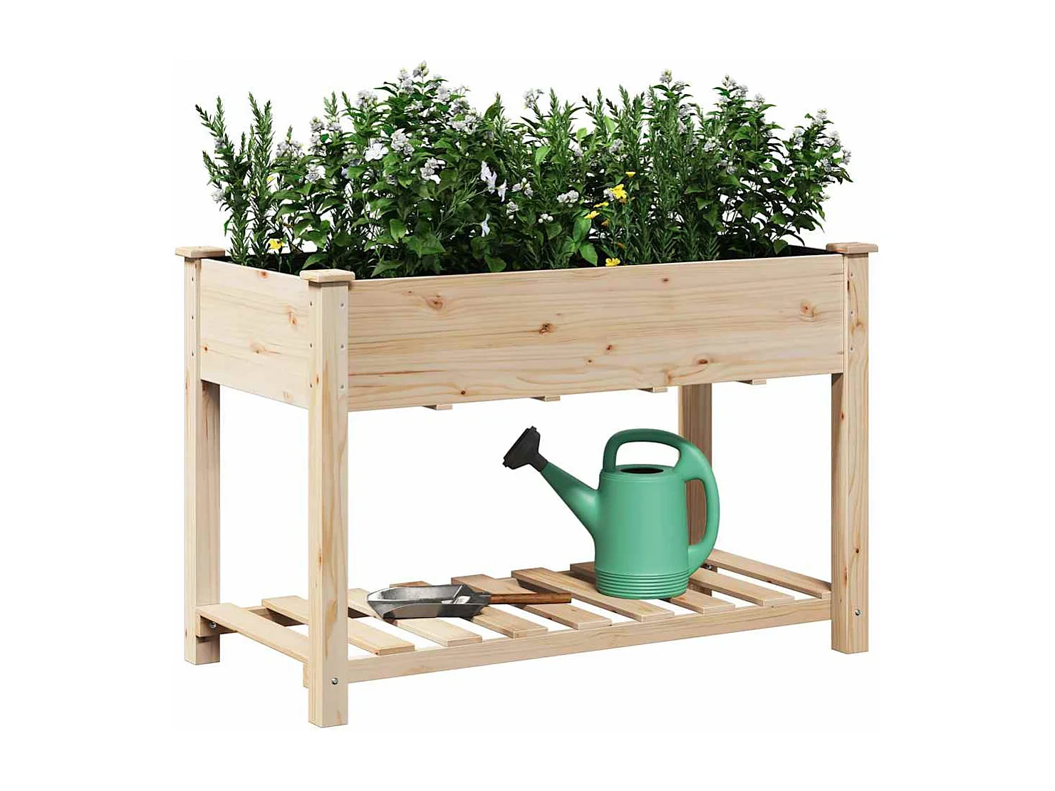 Maceta para Jardín | Jardinera | Macetero con estante Beige 115 x 59 x 76.5 cm