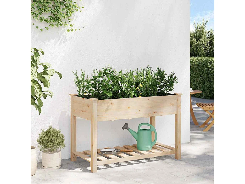 Maceta para Jardín | Jardinera | Macetero con estante Beige 115 x 59 x 76.5 cm