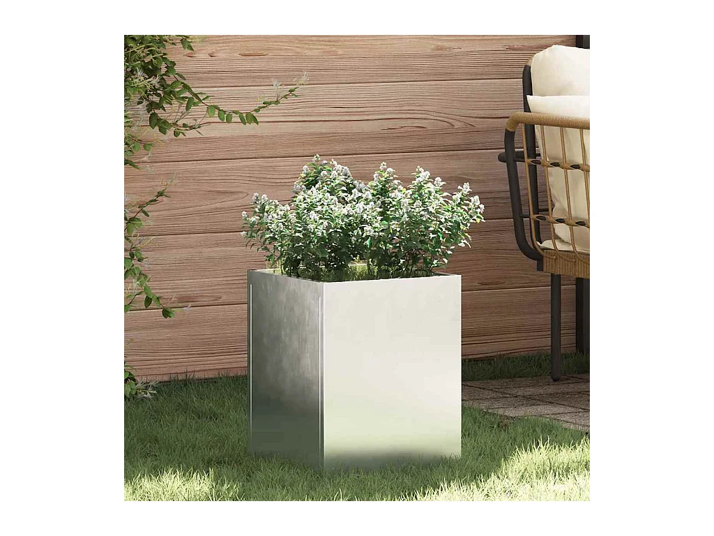 Maceta para Jardín | Jardinera | Macetero Plateado Acero galvanizado