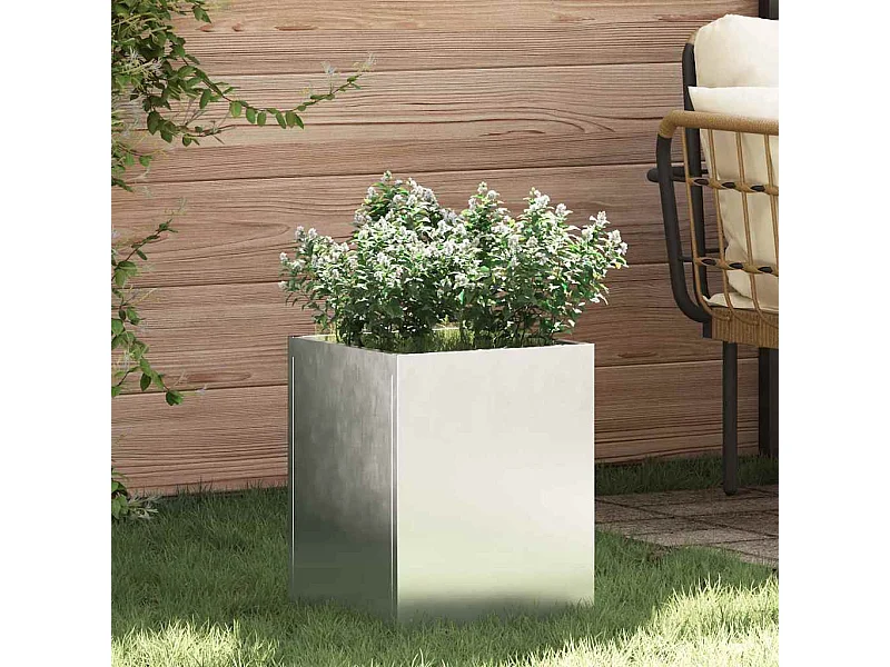 Maceta para Jardín | Jardinera | Macetero Plateado Acero galvanizado
