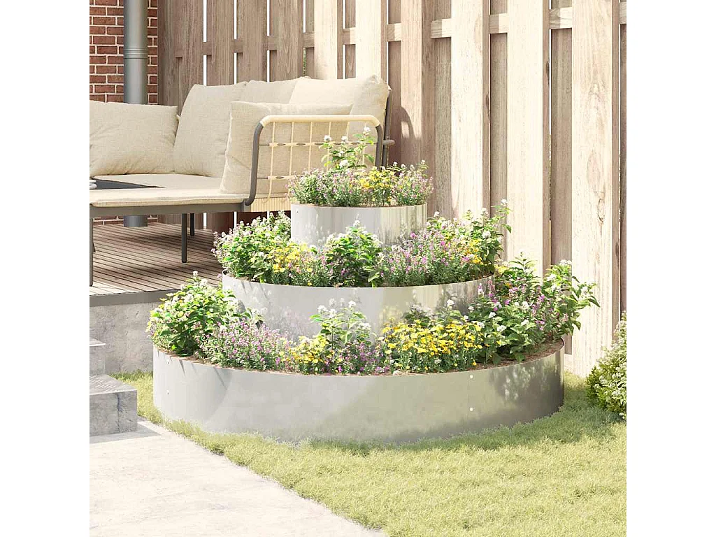 Cache-pot de jardin | Jardinière Argent 120 x 120 x 20 cm Acier galvanisé