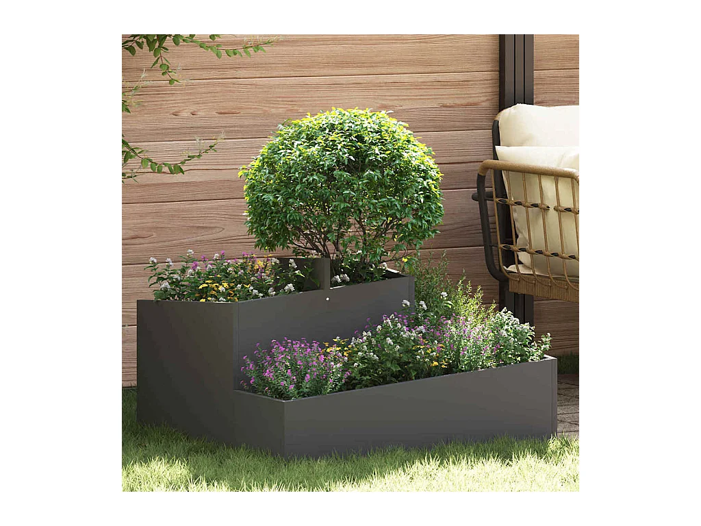 Maceta para Jardín | Jardinera | Macetero Negro 80 x 80 x 50 cm Acero laminado en frío