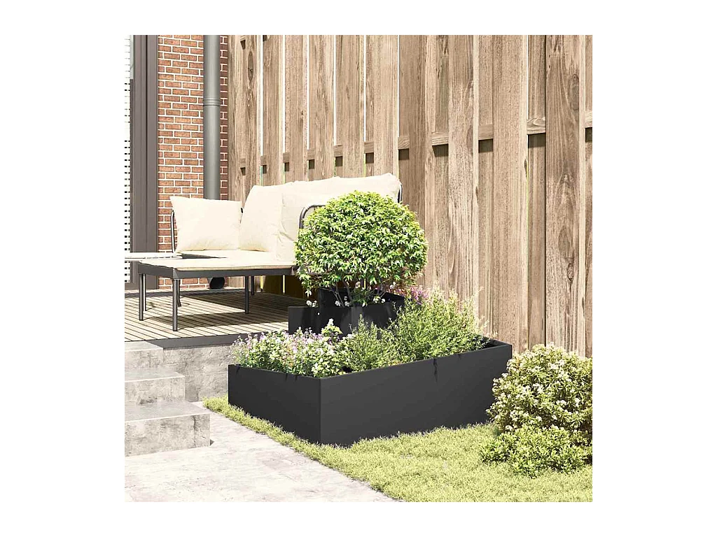 Maceta para Jardín | Jardinera | Macetero Negro 80 x 80 x 50 cm Acero laminado en frío