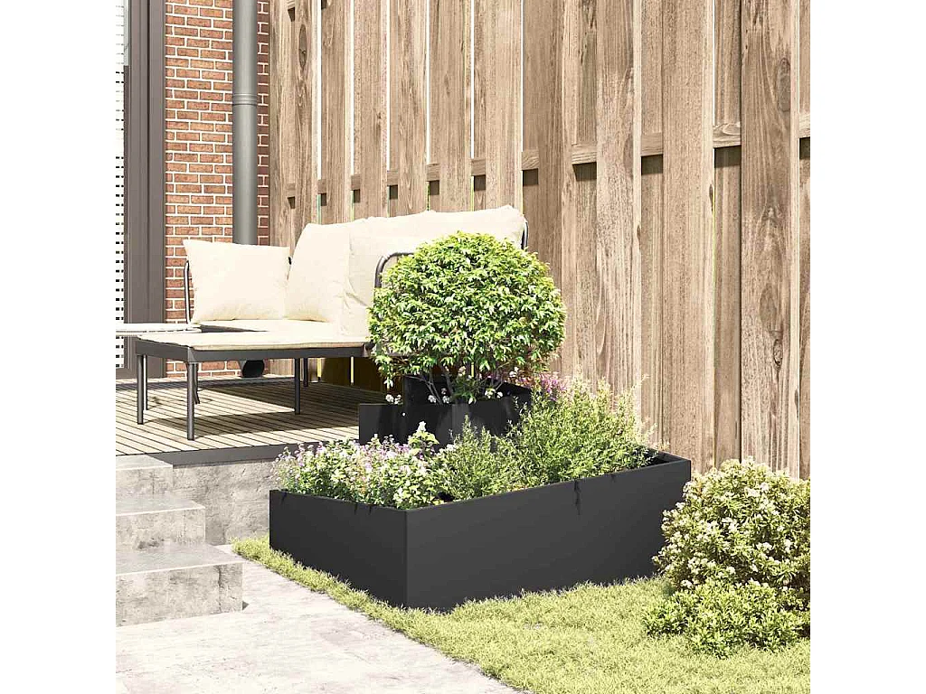Maceta para Jardín | Jardinera | Macetero Negro 80 x 80 x 50 cm Acero laminado en frío
