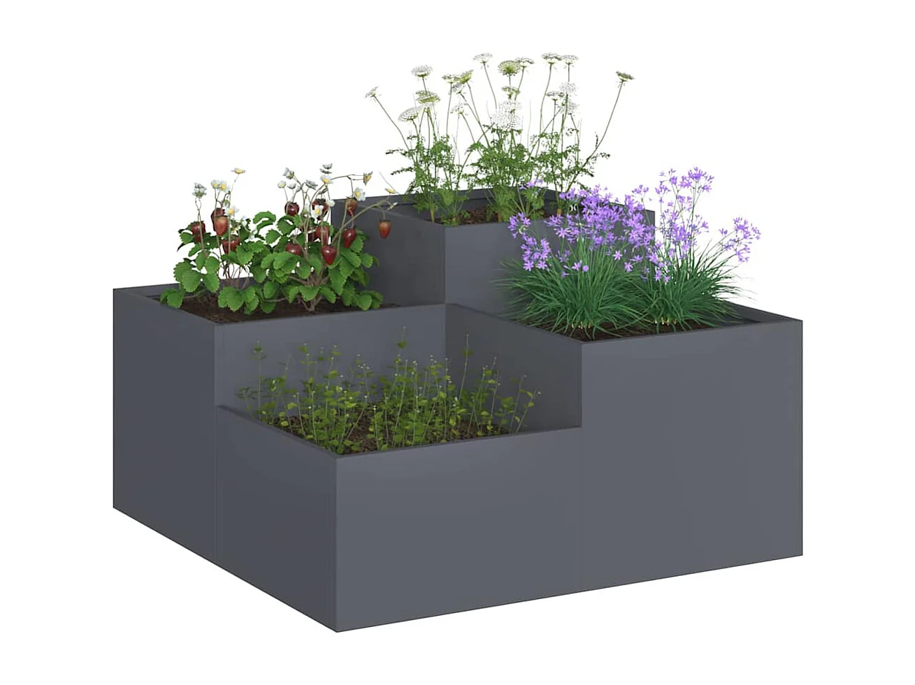 Cache-pot de jardin | Jardinière Anthracite 80 x 80 x 48 cm Acier