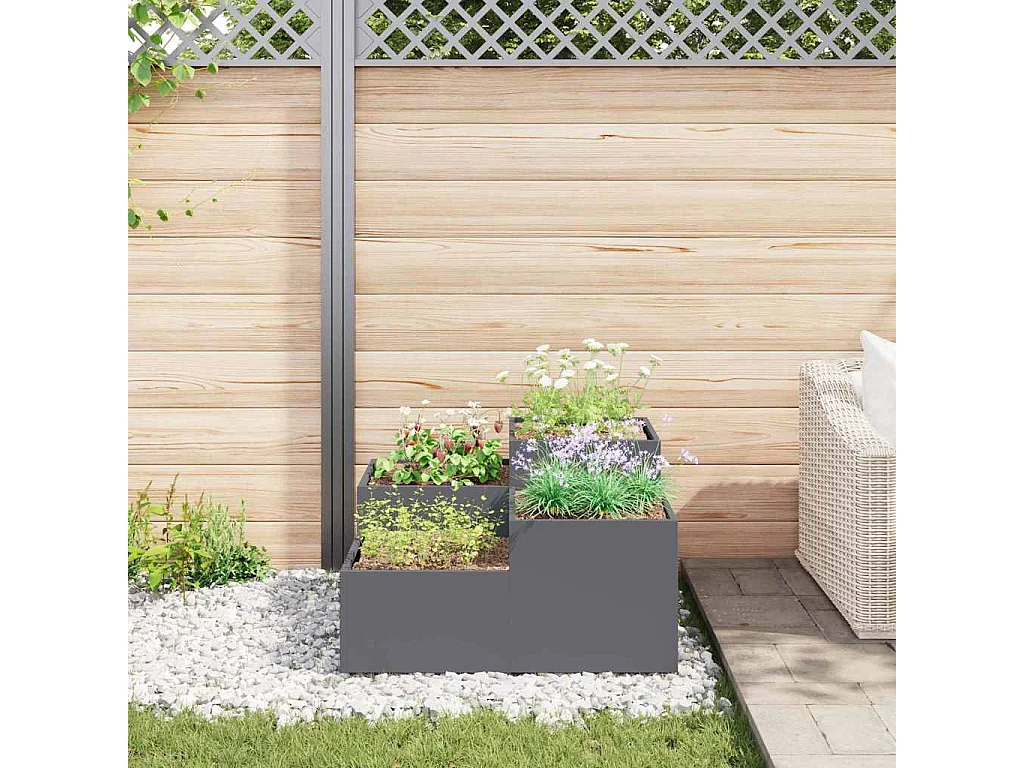 Cache-pot de jardin | Jardinière Anthracite 80 x 80 x 48 cm Acier