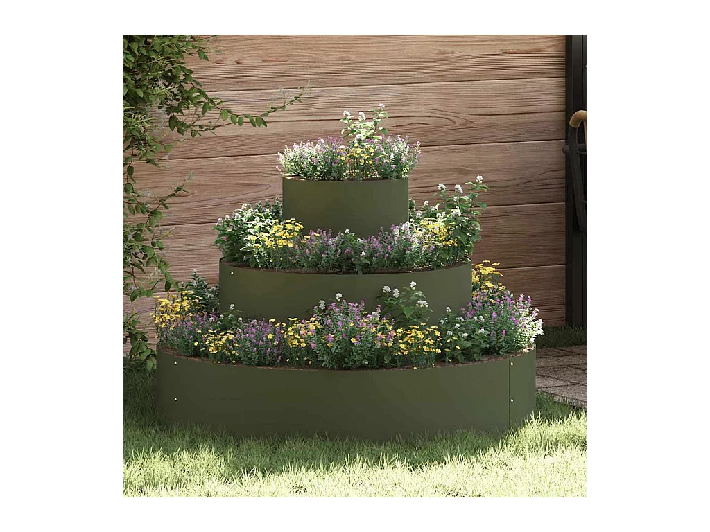 Cache-pot de jardin | Jardinière Vert olive 90 x 90 x 20 cm Acier
