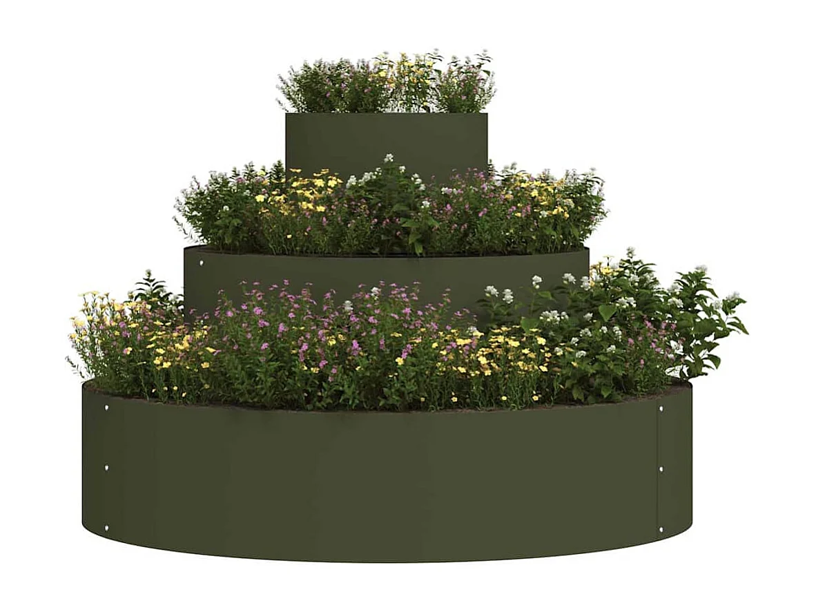 Cache-pot de jardin | Jardinière Vert olive 90 x 90 x 20 cm Acier