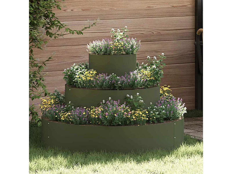 Maceta para Jardín | Jardinera | Macetero Verde oliva 90 x 90 x 20 cm Acero