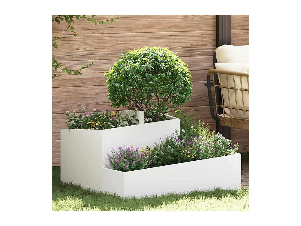 Cache-pot de jardin | Jardinière Blanc 80 x 80 x 50 cm Acier laminé à froid