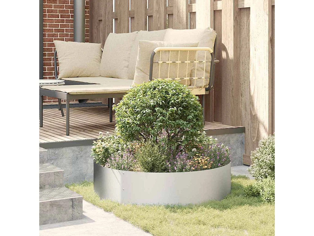 Maceta para Jardín | Jardinera | Macetero Plateado 80 x 80 x 20 cm Acero galvanizado