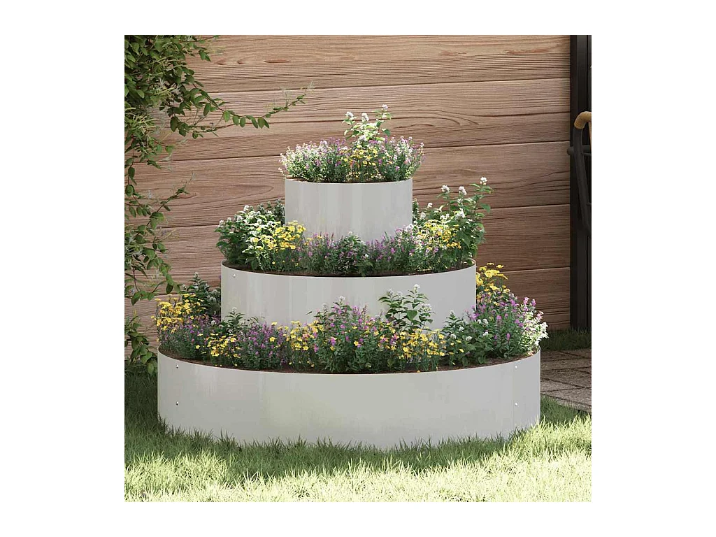 Cache-pot de jardin | Jardinière Argent 90 x 90 x 20 cm Acier inoxydable