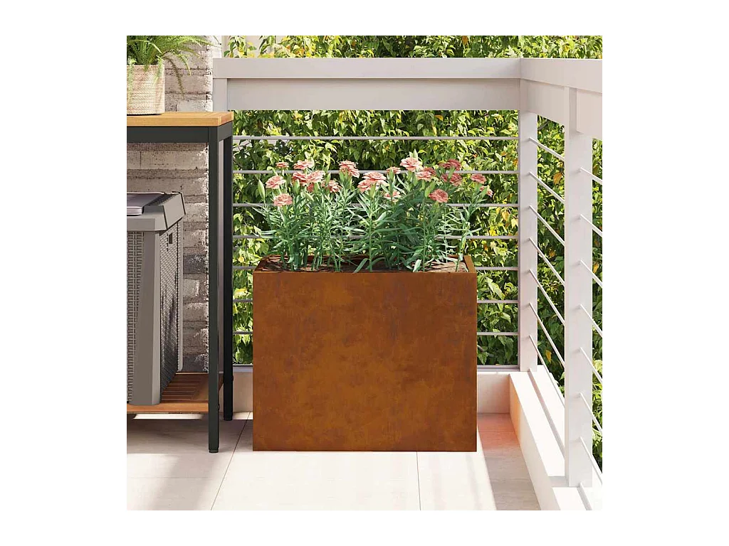 Maceta para Jardín | Jardinera | Macetero Marrón 50 x 32 x 40 cm Acero Envejecido