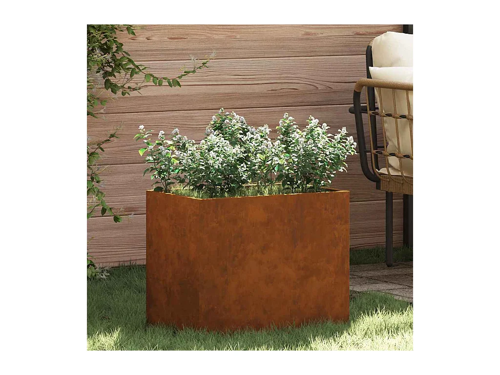 Cache-pot de jardin | Jardinière Marron 50 x 32 x 40 cm Acier vieilli