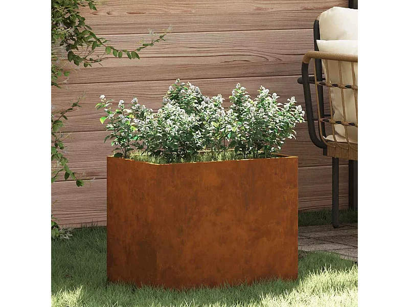 Cache-pot de jardin | Jardinière Marron 50 x 32 x 40 cm Acier vieilli