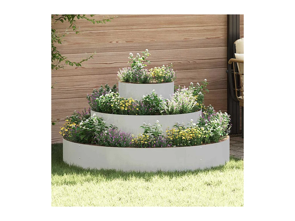 Cache-pot de jardin | Jardinière Argent 120 x 120 x 20 cm Acier inoxydable