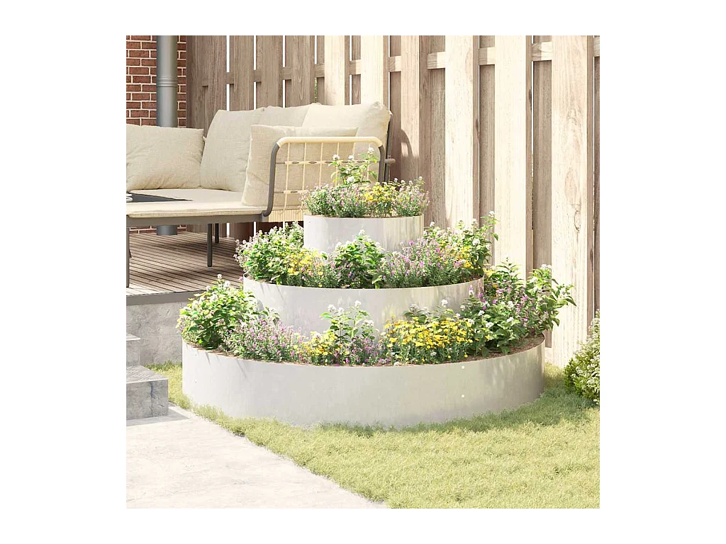 Cache-pot de jardin | Jardinière Argent 120 x 120 x 20 cm Acier inoxydable