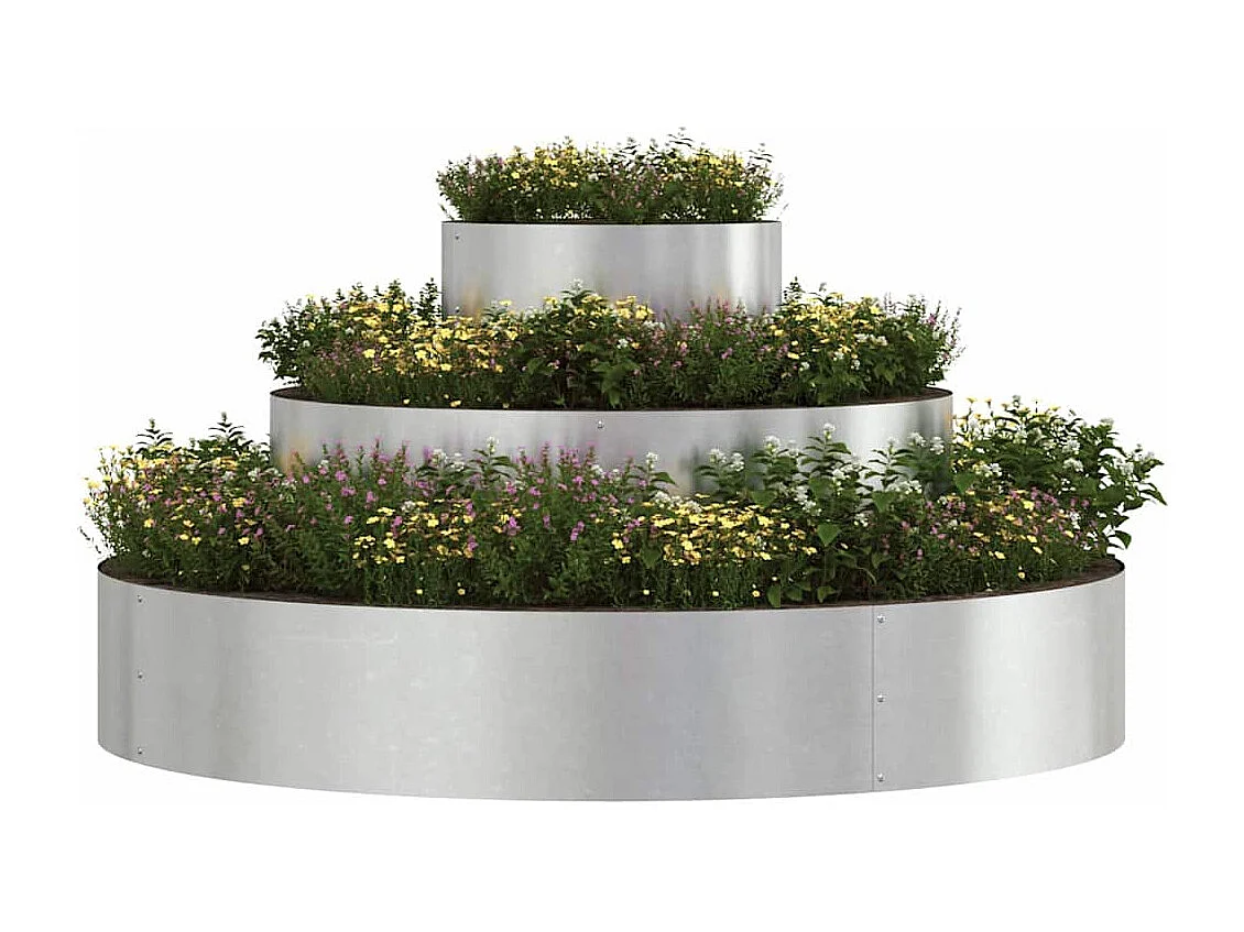 Cache-pot de jardin | Jardinière Argent 120 x 120 x 20 cm Acier inoxydable