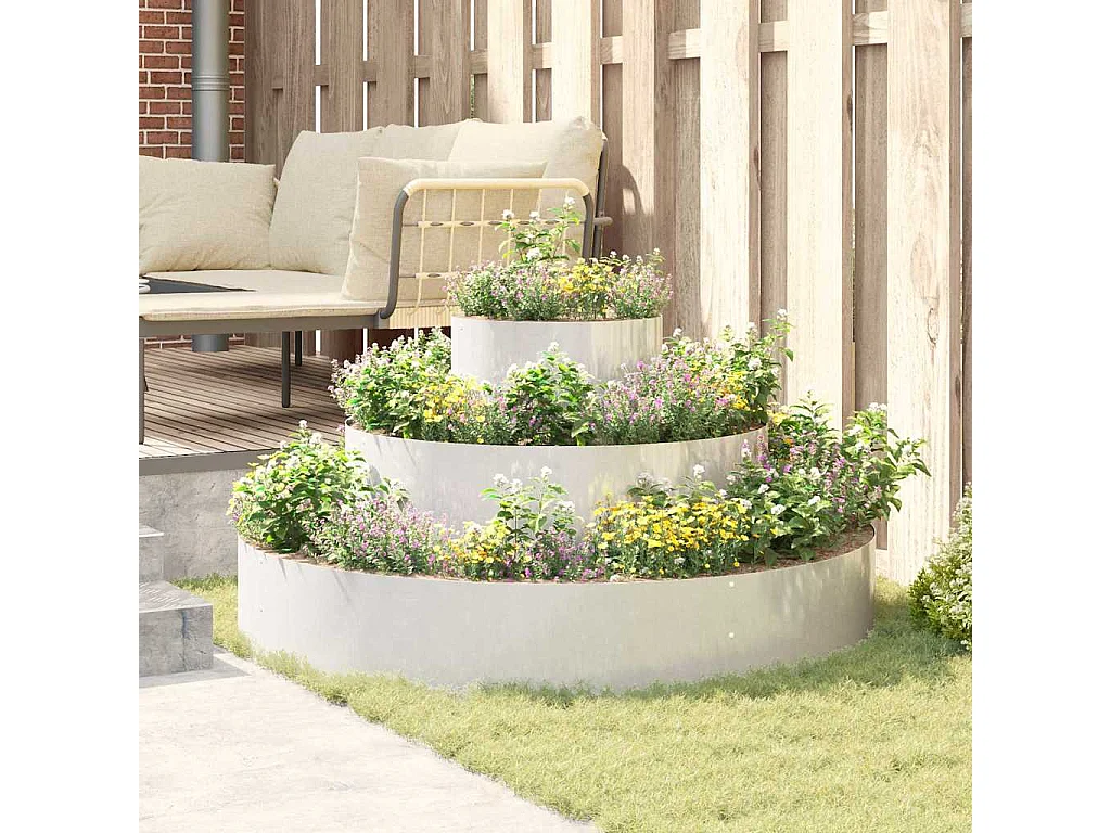 Cache-pot de jardin | Jardinière Argent 120 x 120 x 20 cm Acier inoxydable