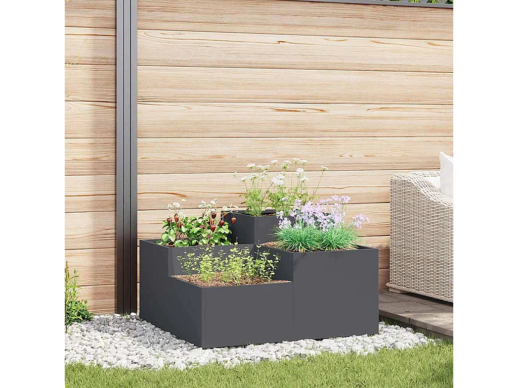 Cache-pot de jardin | Jardinière Anthracite 100 x 100 x 48 cm Acier
